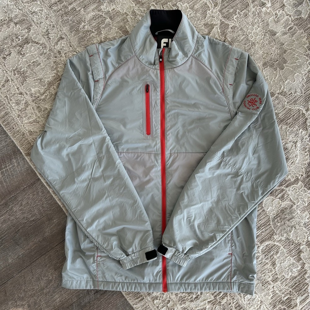 FootJoy Men Medium Gray Softshell Full Zip Golf Jacket‎ Embroidered Logo
